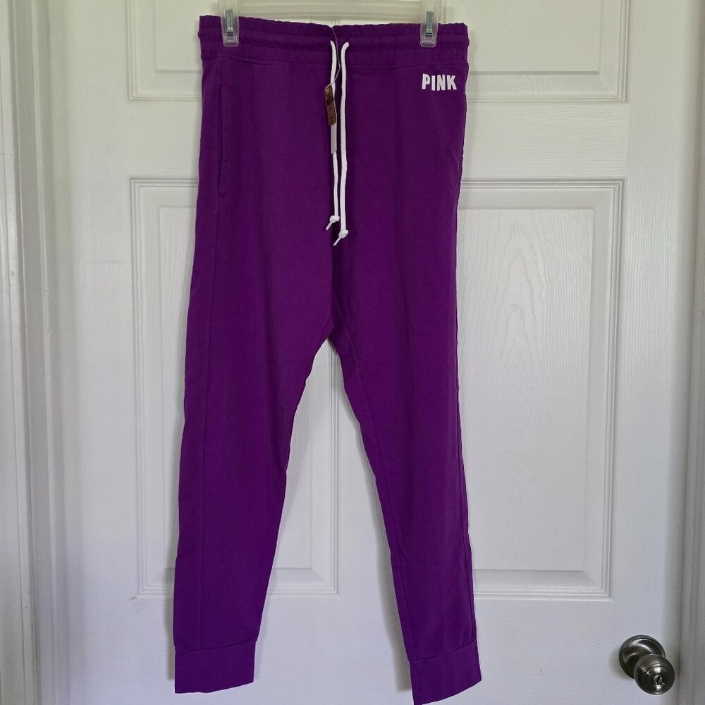 NWT VS PINK High Waist full length purple campus jogger